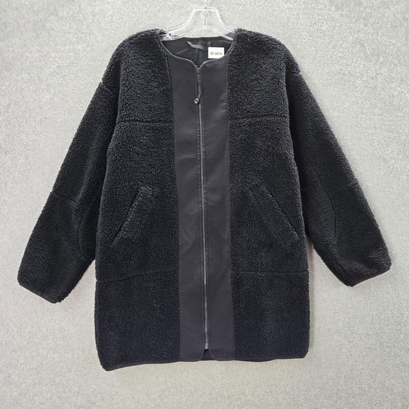 lululemon athletica Jackets & Blazers - Lululemon Women Jacket 4 Black‎ Collarless Textured Fleece Full Zip Pockets